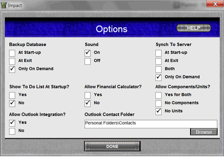 Impact Light Screen - Options